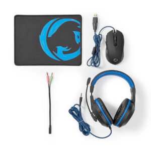 NEDIS KIT GAMING COMBO | 3 EN 1 | AURICULARES, RATÓN Y ALFOMBRILLA DE RATÓN | AZUL | NEGRO