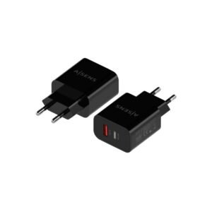 Aisens Cargador 20W USB-C PD3.0 USB-A QC3.0 Negro