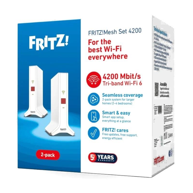 Fritz!Repeater Mesh Set 4200 2-pk WiFi6 1 Fritz!Repeater Mesh Set 4200 2-pk WiFi6