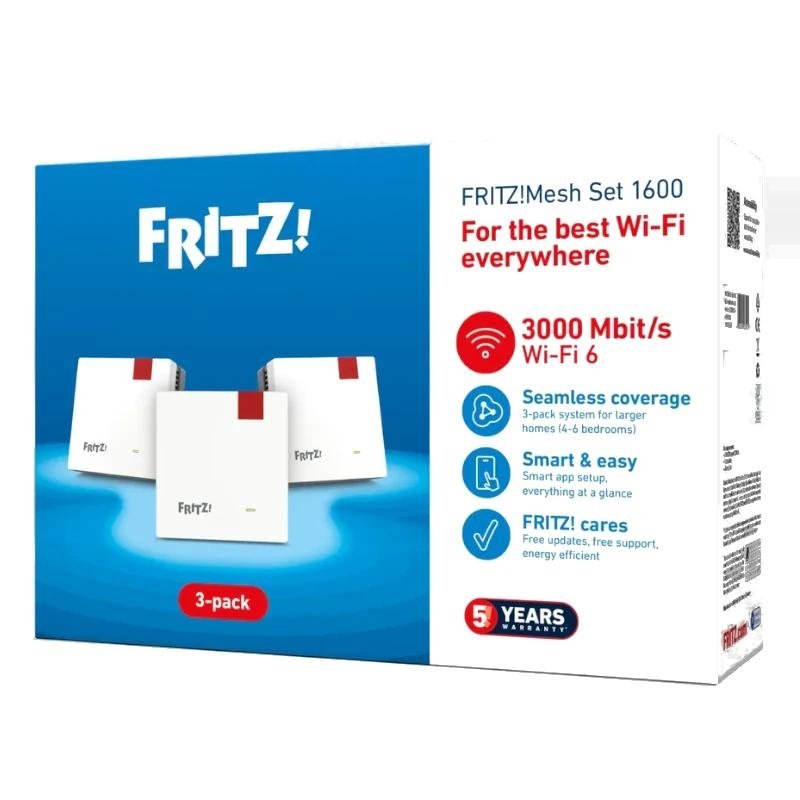 Fritz! Mesh WiFi Set 1600 3-pk Repeater WiFi6 1 Fritz! Mesh WiFi Set 1600 3-pk Repeater WiFi6